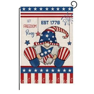 Gnome patriotic garden flag